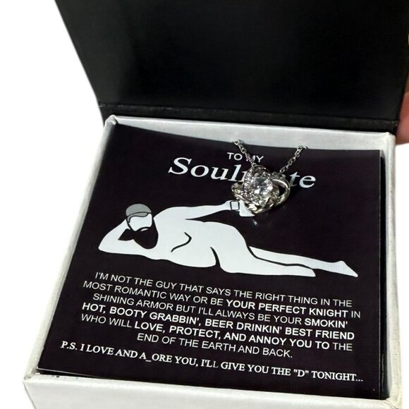 HETRALE To My Soulmate Necklace For Women, Love knot - Cubic Zirconia - Picture 6 of 12